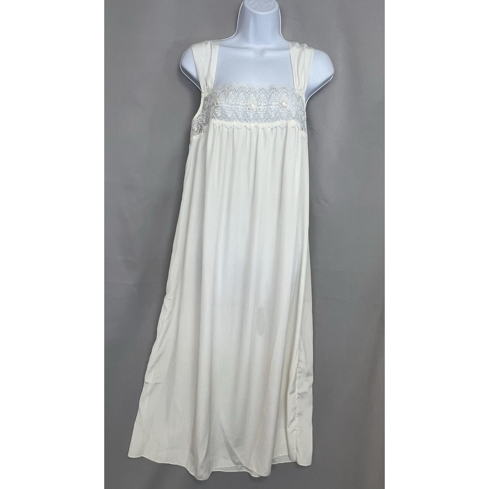VINTAGE Carole Hochman SATIN SLIP DRESS GOWN LINGERIE Sz Small Ivory